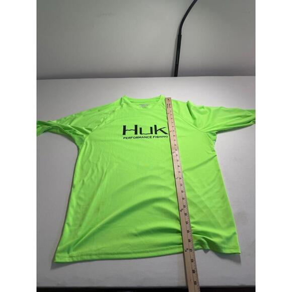 HUK Fishing Men's Pursuit Performance Long Sleeve Shirt Neon Green Size M Vented - Picture 6 of 6
